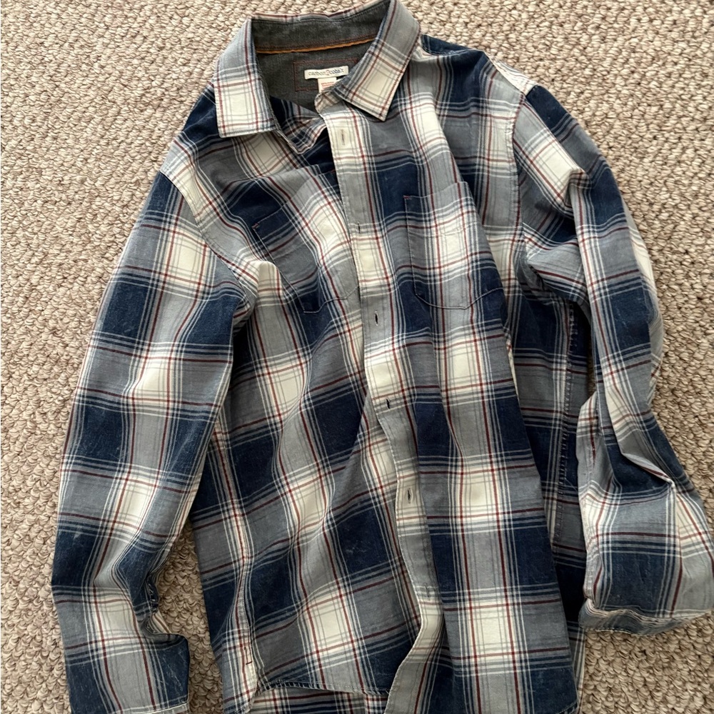 Classic Navy Plaid Button-Down Shirt